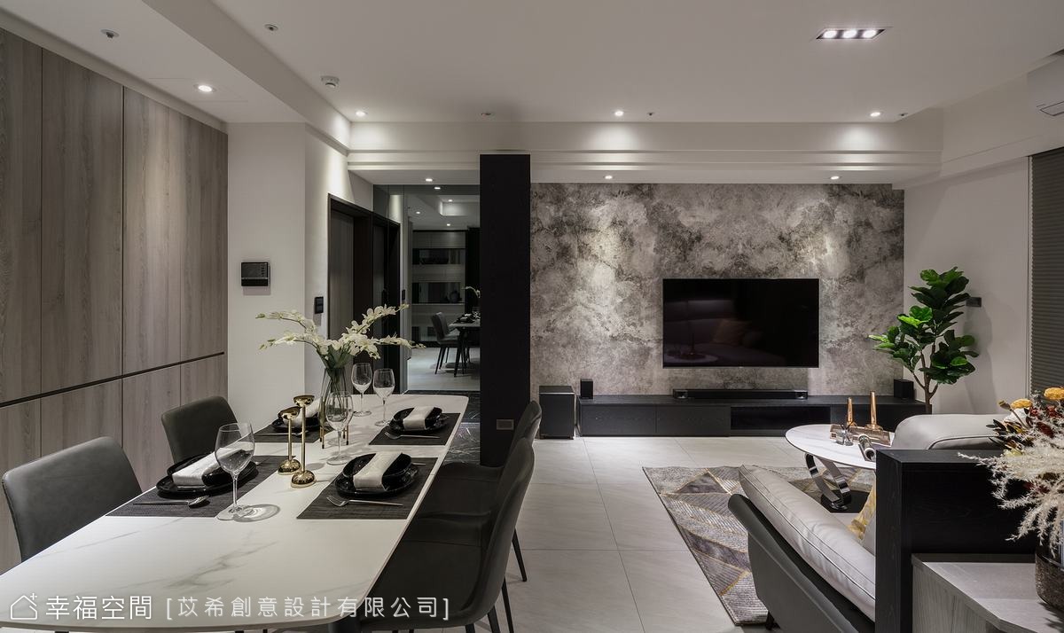 黑灰色系×石紋質理 成就現代風韻之家｜22坪｜2房、2廳、2衛